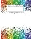 composite notebook, cute glitter rainbow for kids, adults, teens 7.5 x 9.25, 110 Lined pages, journal, education & teaching, studying & workbooks - study skills