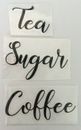 Etichette tè, caffè, vinile zucchero / adesivi per barattoli, colore carattere vetro Mrs Hinch