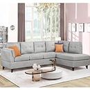 UBGO L-Shape Chaise Lounge, Couches for Living Room Furniture Sets,Sectional one Lumbar Pad,97.2" Modern Linen Fabric Sofa-Gray