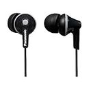 Panasonic RP-HJE125E-K Ergofit In-Ear Wired Earphones with Powerful Sound, Comfortable Non-Slip Fit, and 3 Sizes of Ear Buds - Black