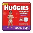 Huggies Complete Comfort Wonder Pants Triple Extra Large (XXXL) Size (17 Kgs+) Baby Diaper Pants, 24 count|5 benefits in 1 diaper| Bubble Bed softness | Upto 12 hour overnight absorption