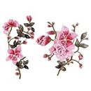CENPEK 2Pcs Embroidery Rose Flower Patches Floral Collar Sew On Patch Dress Hat Bag Jeans Applique Crafts DIY Clothing Accessories-Pink
