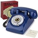 Rotary Dial Telephones Sangyn 1960'S Classic Old Style Retro Landline Desk Telephone (Dark Blue)