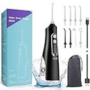 Annmiir Water Dental Flosser Professional Irrigator for Dental & Oral Care with 8 Tips 4 Modes 310mL Large Capacity IPX7 Waterproof Rechargeable and Portable Cordless Deep Clean Teeth for Home &Travel (Black)