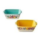 Mydogo The Pioneer Woman Sweet Romance Blossoms 6-Inch Ceramic Loaf Pan, Set of 2, Dishwasher Safe