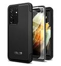 SURITCH Bumper Case for Samsung Galaxy S21 Ultra, Rugged Shockproof Case [Built-in Screen Protector] Full-Body Protective Cover with Double Front Frame for Samsung S21 Ultra 6.8"(Black)