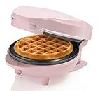 Bestron Mini Waffle Maker for Classic Waffles, Small Waffle Maker with Non-Stick Coating, for Kids Birthdays, Family Parties, Easter or Christmas, Retro Design, 550 Watt, Pink