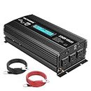 Pure Sine Wave 1000 Watt Power Inverter DC 12v to AC 110V-120V 1000W with LCD Display and 2x2.4A Dual USB Ports 3 AC Outlets for Home RV Truck[3 Years Warranty] by VOLTWORKS