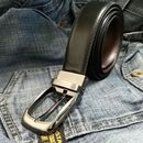 Mens Stitched New Reversible Leather Belts Metal Buckles - Black/Brown - 26"-58"