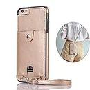 Jaorty PU Leather Wallet Case for iPhone 6/6S Necklace Lanyard Case Cover with Card Holder Adjustable Detachable Anti-Lost Neck Strap for 4.7 inch Apple iPhone 6 iPhone 6S,Gold