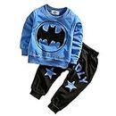 A P Boutique Boy's and Girl's Long Sleeves Batman T-shirt Tracksuit Clothing Set (Blue, 2-3 Years)