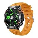 HT17 Military Smart Watch for Men,1.46" HD Outdoor Tactical Smartwatch with LED Flashlight Compass,IP68 Waterproof, 100+ Sports Modes Fitness Tracker,24H Health Monitoring & Sleep Tracking (Orange)