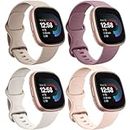 Yoohoo Compatible with Fitbit Versa 3 Straps/Fitbit Versa 4 Strap/Fitbit Sense Strap/Fitbit Sense 2 Strap for Women Men,Sport Breathable Soft Silicone Wristband Replacement for Fitbit Watch,Small D