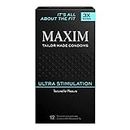 Maxim Ultra Stimulation Condoms with Deep Ribs & Pleasure Dots, Enhanced Durability & Protection, Natural Premium Quality Latex, Vegan-Friendly, (12 Pack)