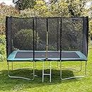 Acrobat 8x12FT or 366cm x 244cm Rectangular Trampoline with Green Coloured Padding, Safety Net Enclosure and Ladder