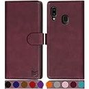 SUANPOT for Samsung Galaxy A20e case with [Credit Card Holder][RFID Blocking],PU Leather Flip Book Protective Cover Women Men for Samsung A20e Phone case Wine Red