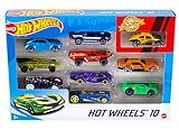 Hot Wheels Pack de 10 Vehiculos, Coches de Juguete (Modelos Variados) (Mattel 54886)