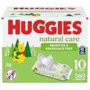 Huggies Natural Care Sensitive and Fragrance-Free Baby Wipes, 56 count (Pack of 10) - Packaging May Vary