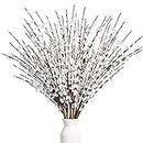 Houele - Long Stem Artificial Flowers for Tall Vase, Fake Branches, Pussy Willow Branches Faux Jasmine Flowers Home Vase Fillers for Home Hotel Office Bedroom DIY Decor (10 Pcs White)