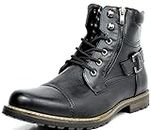 BRUNO MARC NEW YORK Men's Winter Snow Boots Waterproof Casual Leather Dress Motorcycle Ankle Boots Philly-3 Black Size 9.5 M US