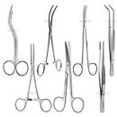 Gromed Minor Surgery Set 7 pcs, Medical Forcep - (Suture Cutting Scissor, Artery forceps str & cvd, Surgical Scissors Str & cvd, Dissecting Forceps Plain & Angled)