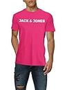 JACK & JONES Male T-Shirt Logo Crew Neck T-Shirt, Fuchsia Rose, 3XL