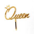 Queen Cake Topper, for Birthday, Baby or Bridal Shower. Gold Acrylic, Free Ship.