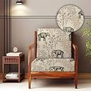 Decorian Soft Velvet Stretchable Printed Solid Sofa Slipcovers, Wooden Sofa Seat Cover, Sofa Back Cushion Covers (Pack of 10, Elephant)