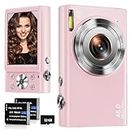 Digital Camera, 4K Autofocus Compact Camera with 32G SD Card HD 48MP with 2.8" Large Screen, 16X Digital Zoom, Portable Mini Camera for Photography, Vlogging Camera for Kids,Adult,Beginners(Pink)
