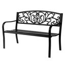 50" Patio Porch Garden Bench Outdoor Chair Love Seat Backyard PVC & Cast Iron