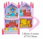    DIY Princess Doll House Dolls Accessories Toy With Miniature Furniture Pink