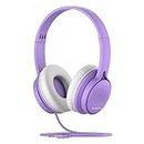 TuneFlux Kids Headphones, Toddler Headphones with Safe Volume Limiter 85dB, Wired School Headphones for Kids with Adjustable and Flexible Design for Boys and Girls-Purple