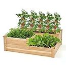 Safstar 3-Tier Raised Garden Bed, Outdoor Elevated Planter Box for Vegetable Fruit Herb Flower Solid Fir Wood Planter Kit with Open-Ended Base, Gardening Planter for Garden Yard Lawn Backyard