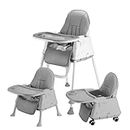 MEDITIVE Bliss Baby High Chair Cum Bosster Seat, Kids/Children Dining Highchair with Feeding Table (06 Months to 60 Months) Grey