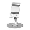Pomoze The Phone Holder can Rotate 360 Degrees and Make a clicking Sound. Aluminum Alloy Metal Folding Phone Stand, Suitable for All 4-10 inch iPhone Smartphones, Tablets, and e-Readers (Silvery)