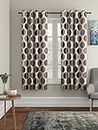 Cortina 2 Piece Polka Design Panel Eyelet Polyester Window Curtains - 5 Feet, Brown