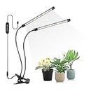 Melofo LED Grow Lights Bars for Indoor Plants Red White 6000k/660nm Full Spectrum 40 LEDs Lights with 10 Dimming Level and Timer 3 Lighting Modes Clip-on 360°Adjustable Gooseneck 2-Heads Grow Lamp
