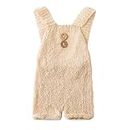 Baby Photography Props Boy Girl Photo Shoot Outfits Newborn Crochet Costume Infant Knitted Clothes Mohair Rompers (Beige)