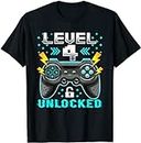 keoStore Birthday Kid 4 Years Old Video Game Controller 4th Bday Boy ds042 T-Shirt Black