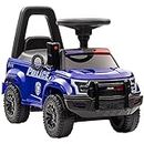 Aosom Kids Ride On Sliding Car with Hidden Under Seat Storage, Ride On Police Car for Toddler with Megaphone, Anti Dumping Device, Removable Backrest, Foot-to-Floor Design, Aged 18-60 Months, Blue