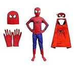 YUPPIN Blended Costume Superhero Dress For Boys And Girls Fancy Dresses For Kids Birthday Party Props; Spider With Gloves And Cape 2-4 Years,Red
