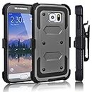 Galaxy S6 Case, Tekcoo(TM) [TShell Series] [Ash Grey] Shock Absorbing [Kickstand] Holster Locking Belt Clip Defender Heavy Duty Combo Case Cover Shell for Samsung Galaxy S6 S VI G9200 All Carriers