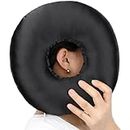 Heal n Hope Silky Satin Piercing Pillow Ear Pillows Donut with Hole for Ear Pain CNH Piercing Pain Relief Sleeping Pressure Sore Side Sleepers Smooth Cooling Ear Guard Protector, Black