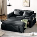 55" 3 in 1 Convertible Sleeper Sofa Bed Velvet Loveseat Pull Out Sofa Bed Couch