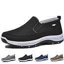 Breathable Orthopedic Travel Plimsolls, Shoes for Men, Men's Arch Support Slip-on Canvas Loafers (Black,43)