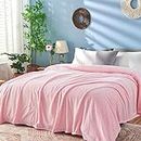 inhand Pink Fleece King Blanket for Bed, Super Soft Flannel Cozy Blankets for Adults, Lightweight Leaves Pattern Fuzzy Blanket for Office,Travel, Warm Plush Blankets for All Season, 90x108 Inches