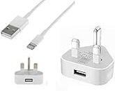ameego TheMax® USB Data Sync Charging Cable Lead USB Charger Adapter Plug For i-Phone's Compatible 6 6s 5s 6 PLUS 7 8 8 Plus XS XS Max XR X i-Pad i-Pod (WHITE)