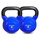 Yes4All 45 lb - Pair Kettlebell Vinyl Coated Cast Iron – Great for Dumbbell Weights Exercises, Hand and Heavy Weights for Full Body Workout Equipment Push up, Grip Strength Training, Blue