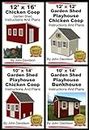 4 Garden Shed Plan Books 10’ x 14’, 12’ x 16’, 12’ x 12’, 10’ x 14’ Step By Step Pictures, Videos, Instructions and Plans (English Edition)