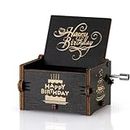 Caaju Music Gift Box, Laser Engraved Happy Birthday Music Box - Wooden Musical Box Mechanism, Hand Crank Music Box - Vintage Music Box Birthday Gift -Birthday Gifts for Him/Her (Black)